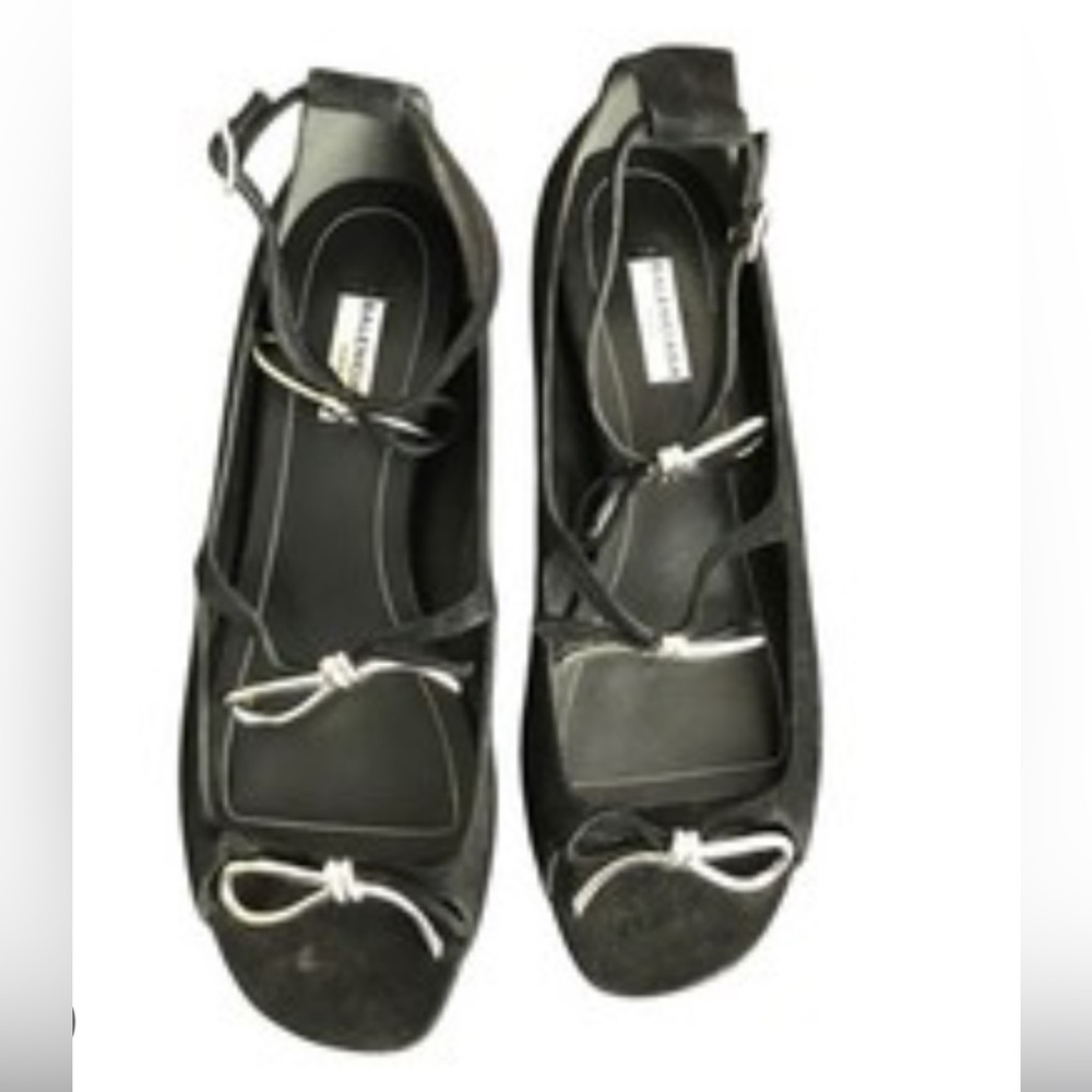 BALENCIAGA bow flat sandals in black size 38.5